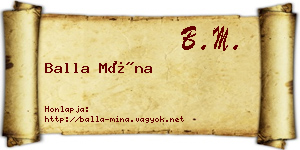 Balla Mína névjegykártya